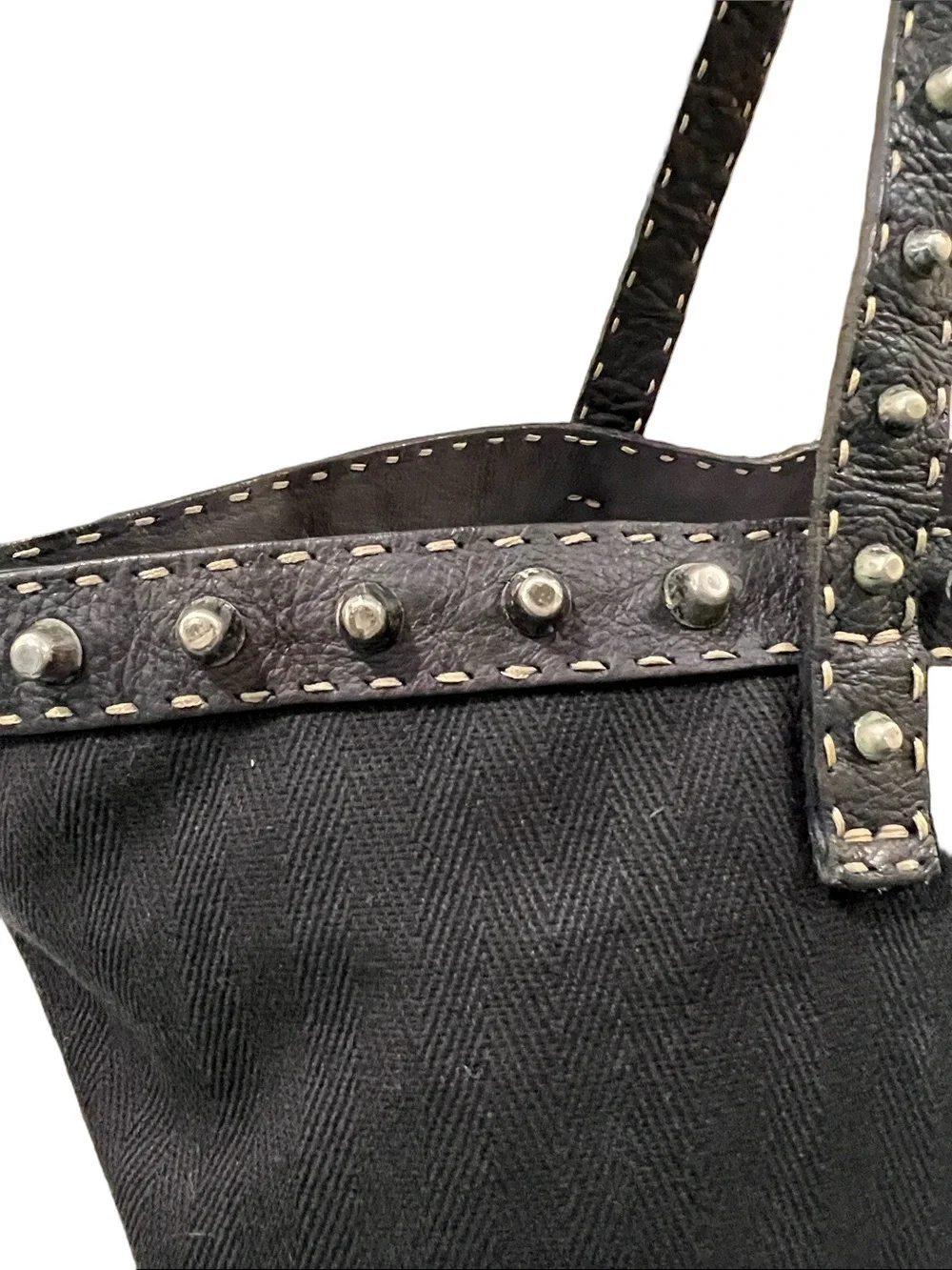 Fendi Selleria Black Studded Tote Bag